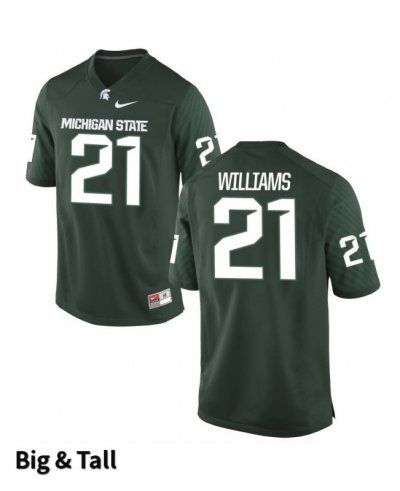 Men's Michigan State Spartans NCAA #21 Justin Williams Green Authentic Nike Big & Tall Stitched College Football Jersey UT32X64GD